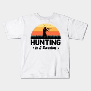 Hunting Passion Hunter Retro Sun Kids T-Shirt